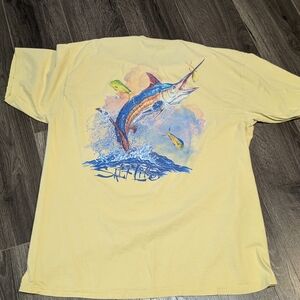 Salt Life Short Sleeves Tee With Back Logo Size XL. Marlin Graphics. 1 Pocket.